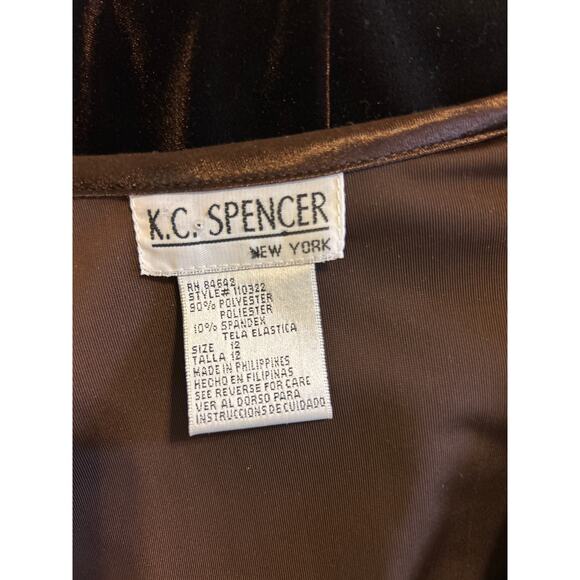 K.C. Spencer New York | Brown Velvet Fit and Flare Long Sleeve Dress | 12 - Picture 13 of 13